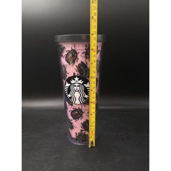 STARBUCKS Pink Beetle Bug Roach Mermaid Siren Logo Cold Cup Tumbler No Straw - Picture 5 of 8